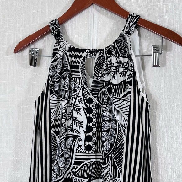 Chicos Tropical Print Flattering Stripes Halter Keyhole Tie Neck Maxi Dress 0P - Picture 6 of 15